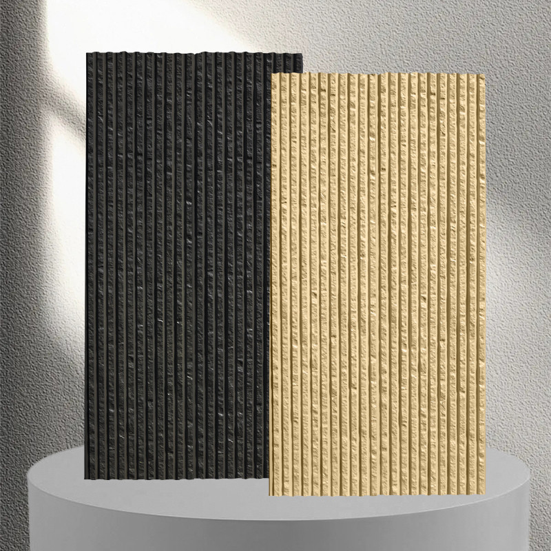 PU Square grille slab 3D stone texture pu stone wall panel exterior artificial stone polyurethane wall cladding sheet