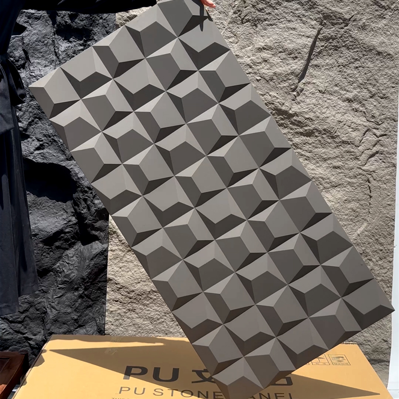 PU 3D Square stone pu stone wall panel interior exterior faux artificial stone polyurethane decorative wall cladding sheet