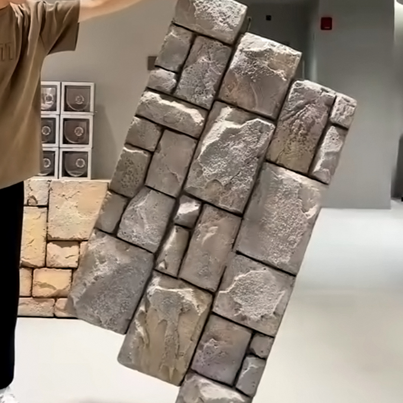PU City Wall Stone 3D stone texture pu stone wall panel interior exterior faux artificial stone polyurethane wall cladding sheet